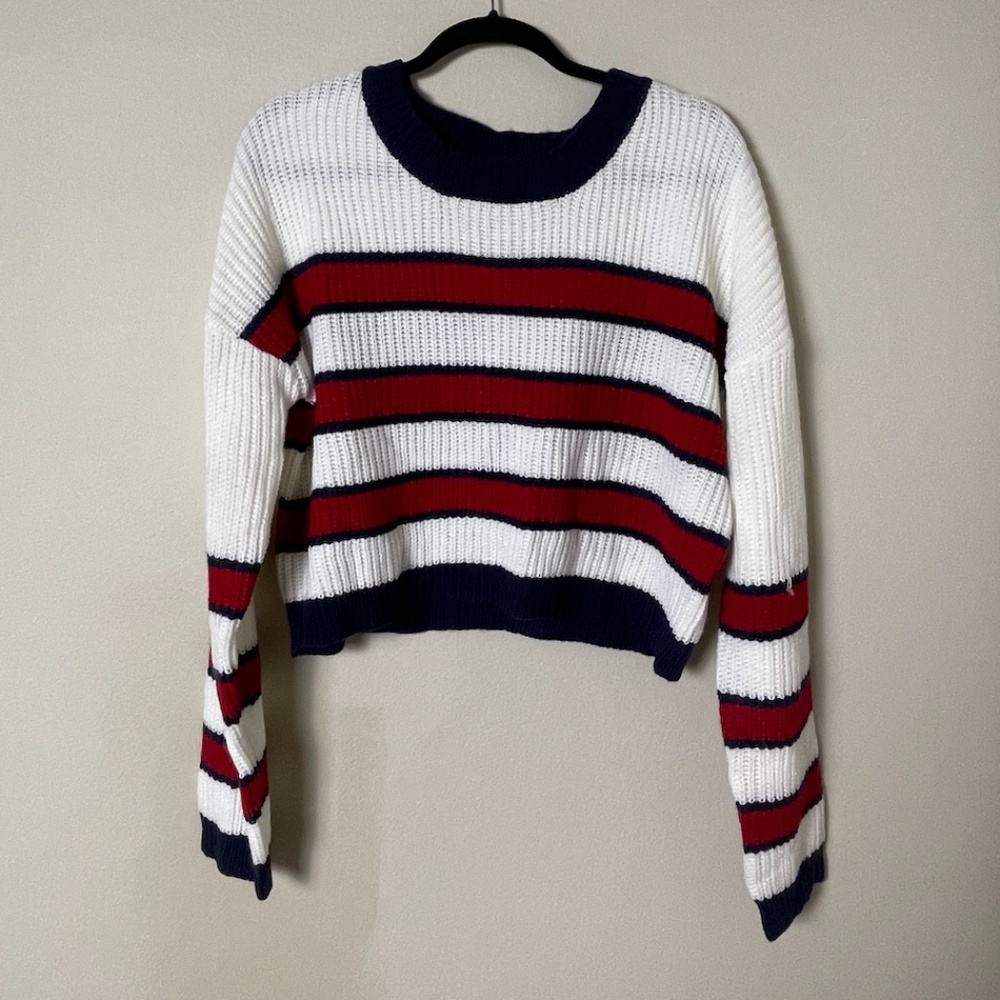 American Striped States Minimalist Modern Chic Girly Artsy Pullover Sweater